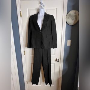 Calvin Klein Womens Petite 6 Linen Black Career Pant Suit Blazer Jacket 6P